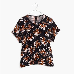 Madewell | NWT Cuffed-Sleeve Shirred Top in Dusk-blossom